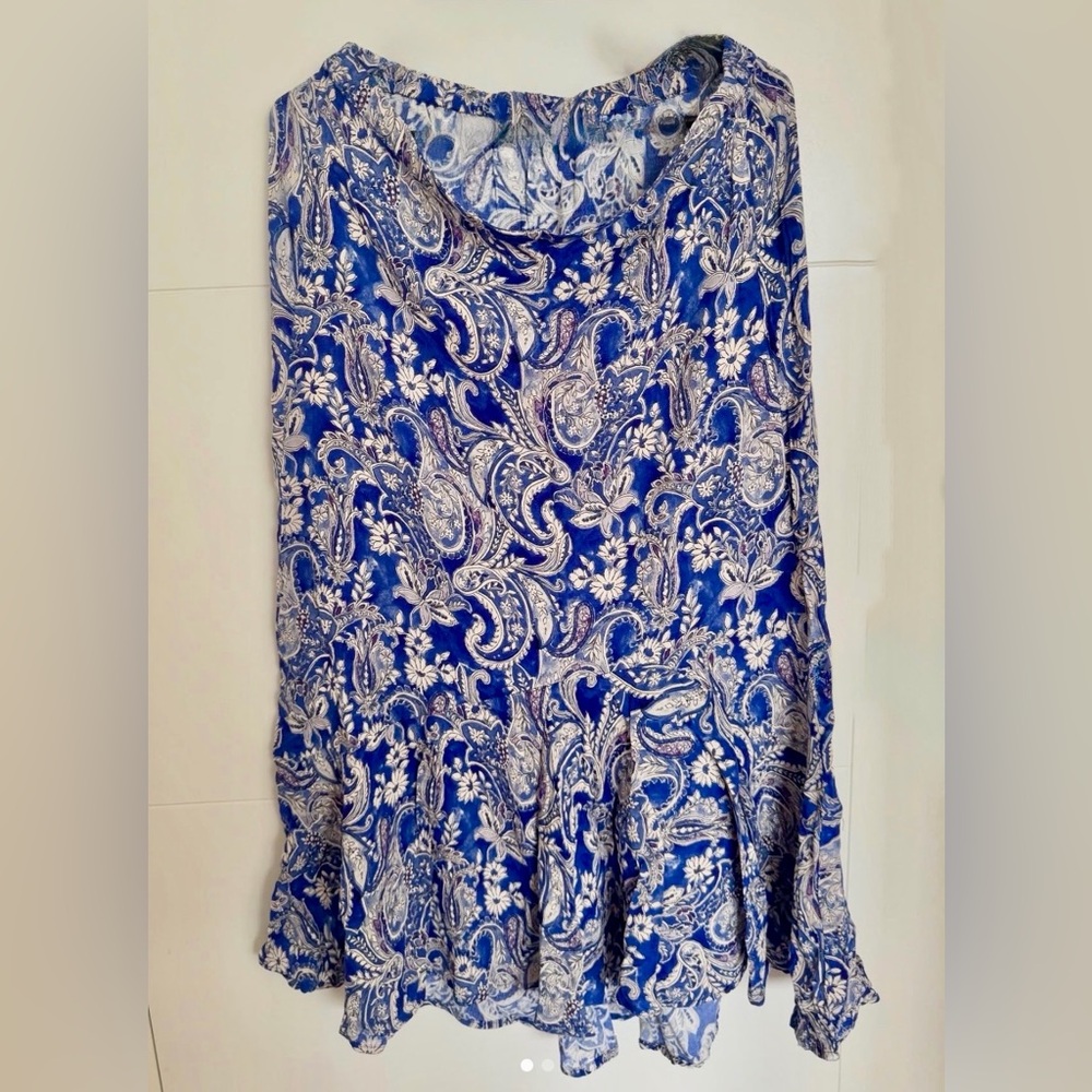 Mango Blue Paisley Maxi Skirt